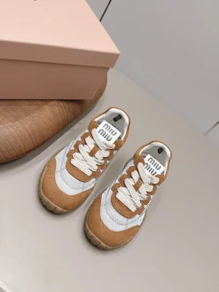 MIU MIU Sneakers Suede Mesh Brown-White EU35-39 B80202609111529