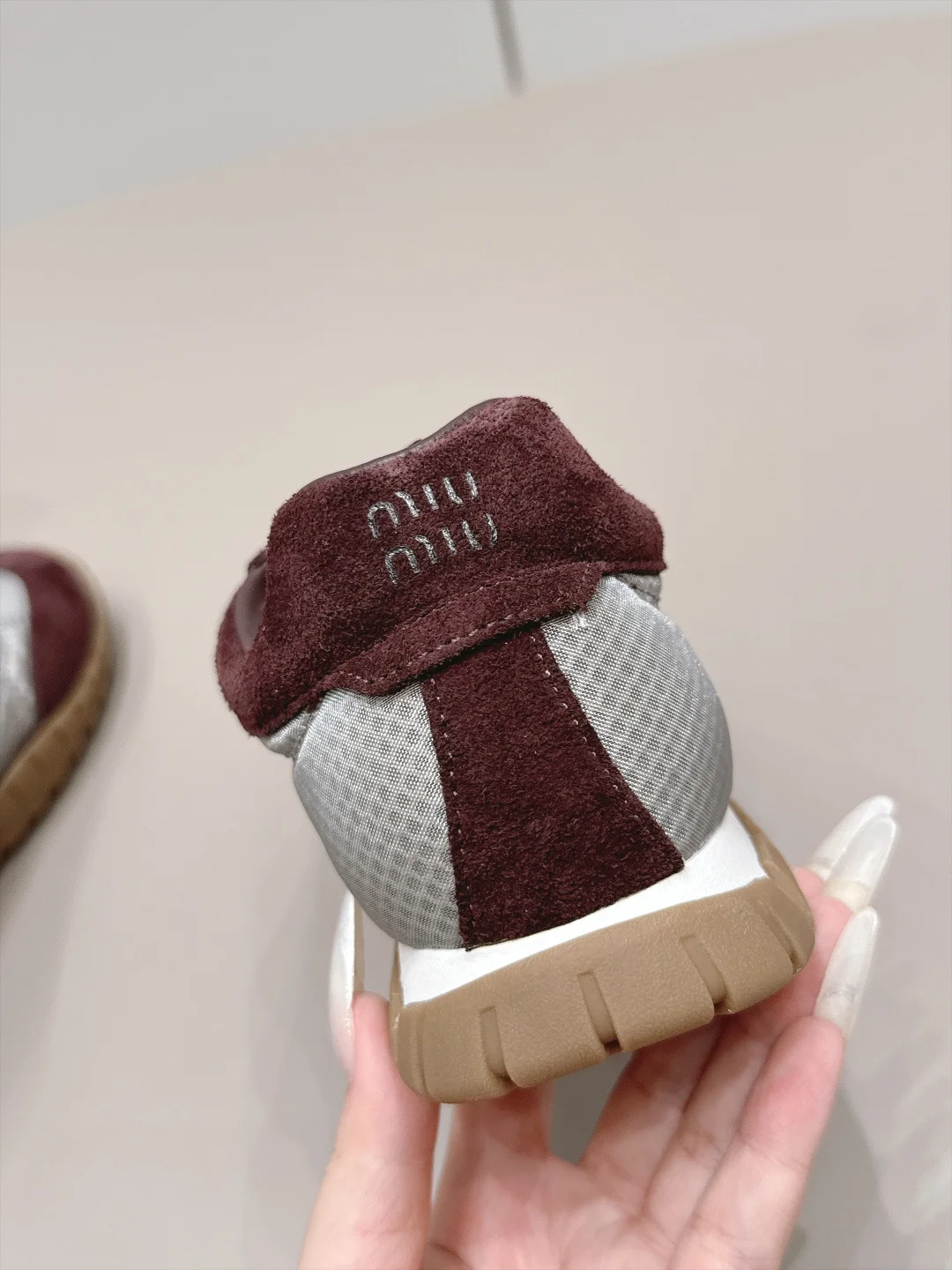 MIU MIU Sneakers Suede Mesh Brown-White EU35-39 B80202609111530 - Image 7