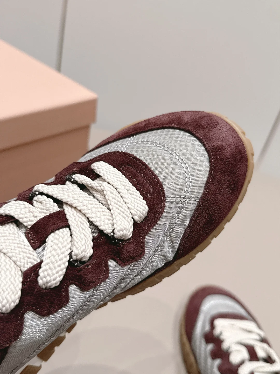 MIU MIU Sneakers Suede Mesh Brown-White EU35-39 B80202609111530 - Image 8