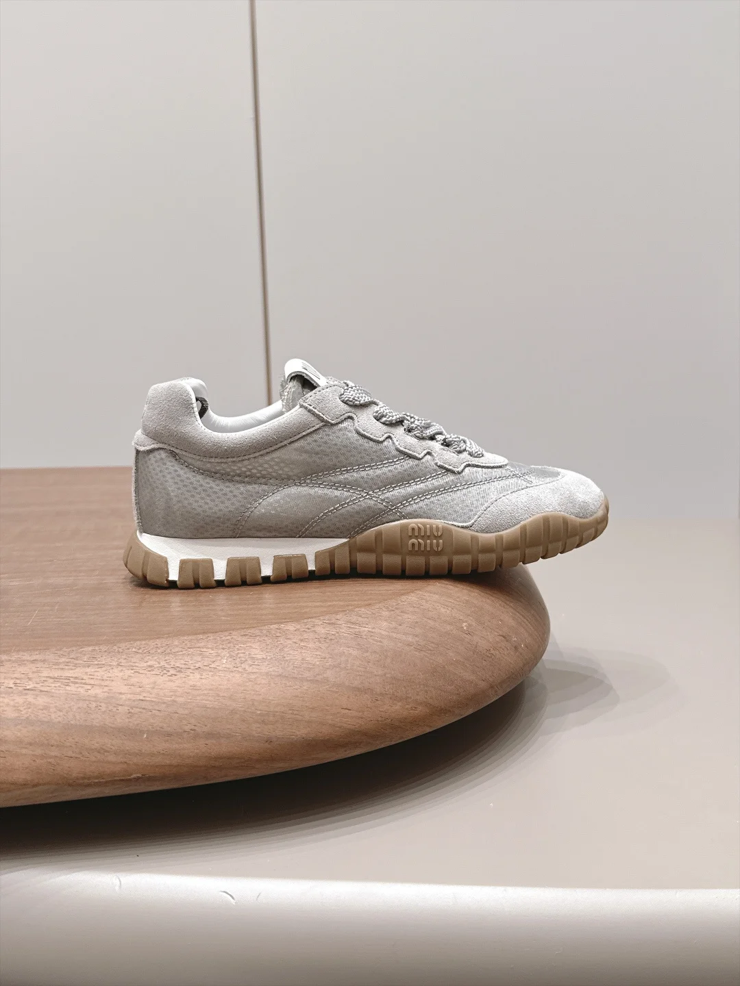 MIU MIU Sneakers Suede Mesh Grey-Brown EU35-39 B80202609111527 - Image 5