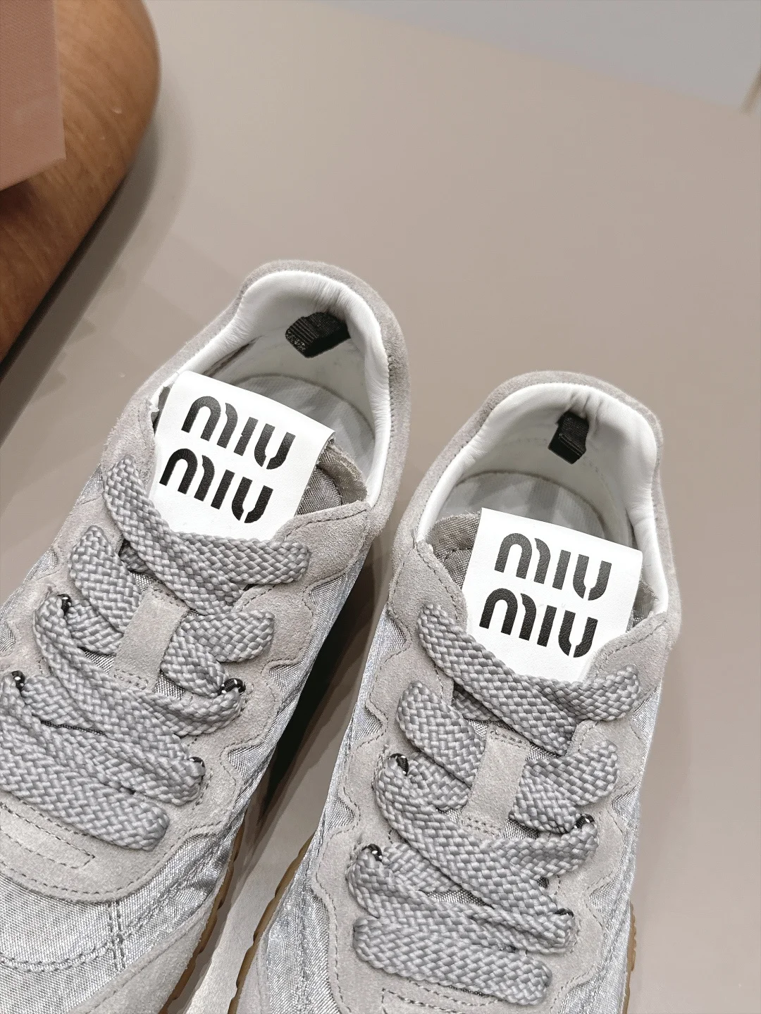 MIU MIU Sneakers Suede Mesh Grey-Brown EU35-39 B80202609111527 - Image 6