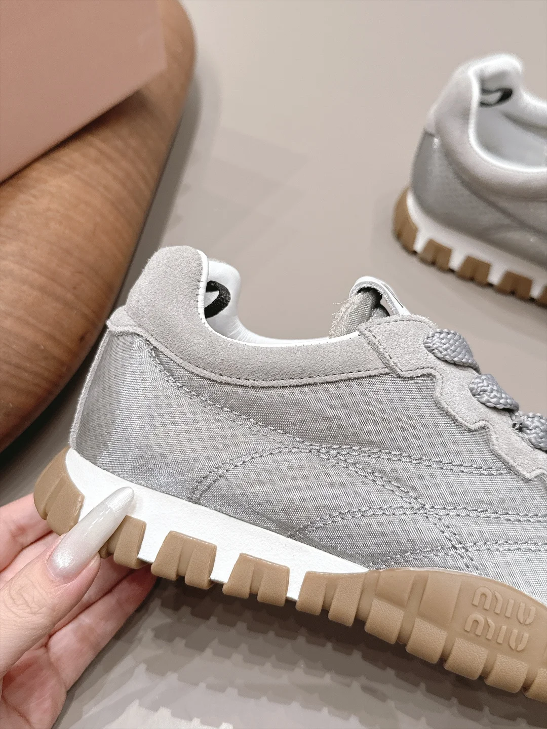 MIU MIU Sneakers Suede Mesh Grey-Brown EU35-39 B80202609111527 - Image 7