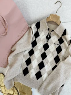 MIU MIU Sweaters Cashmere Beige-Black S-L B70202609061540