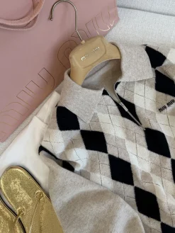 Alternative view of MIU MIU Sweaters Cashmere Beige-Black S-L B70202609061540