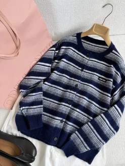 MIU MIU Sweaters Cashmere Blue-White S-L C40202609063095