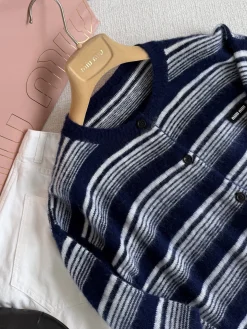 Alternative view of MIU MIU Sweaters Cashmere Blue-White S-L C40202609063095