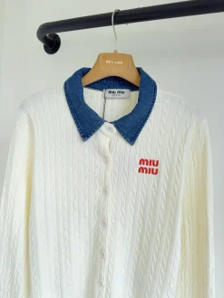 Alternative view of MIU MIU Sweaters Cream-Blue S-L B60202609062846