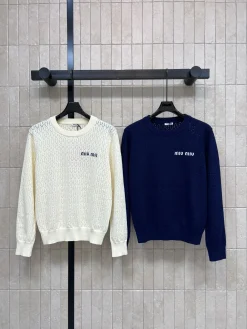 MIU MIU Sweaters Cream-Navy S-L A95202609062481