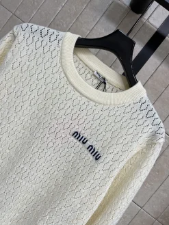 Alternative view of MIU MIU Sweaters Cream-Navy S-L A95202609062481