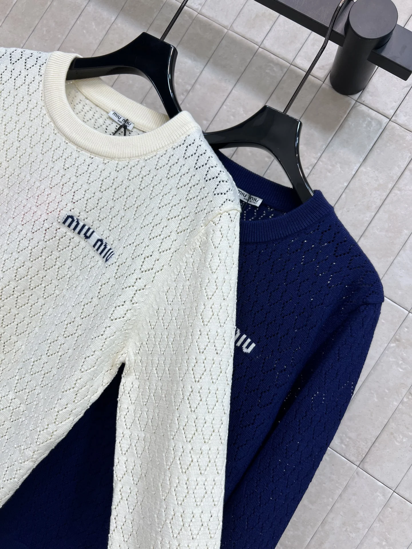 MIU MIU Sweaters Cream-Navy S-L A95202609062481 - Image 6