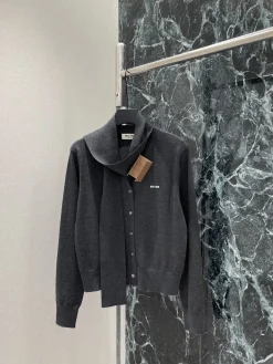 Alternative view of MIU MIU Sweaters Dark Gray-Beige S-L B50202609061644