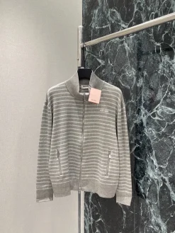 MIU MIU Sweaters Knit Fabric Grey-White S-M-L B80202609061642