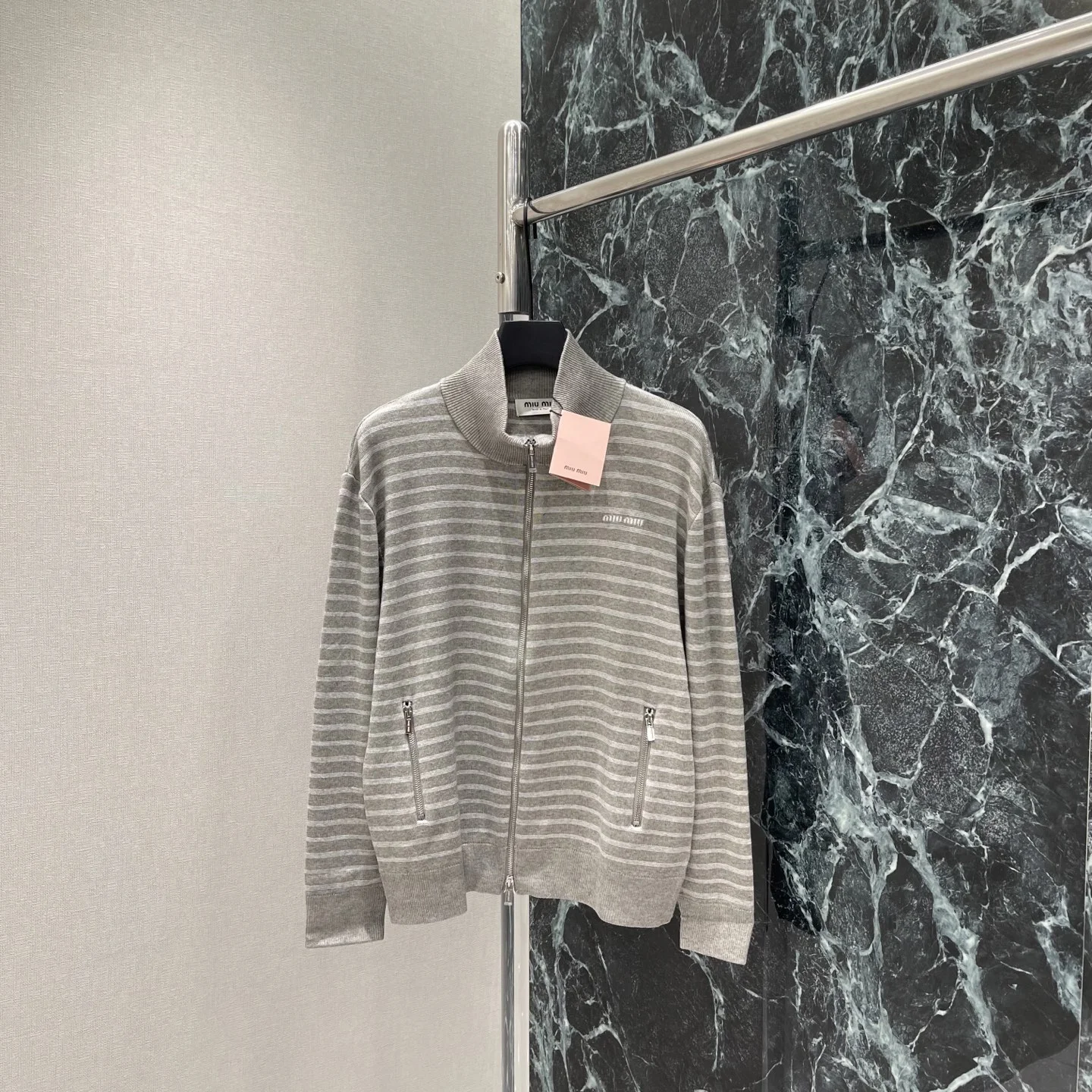 MIU MIU Sweaters Knit Fabric Grey-White S-M-L B80202609061642