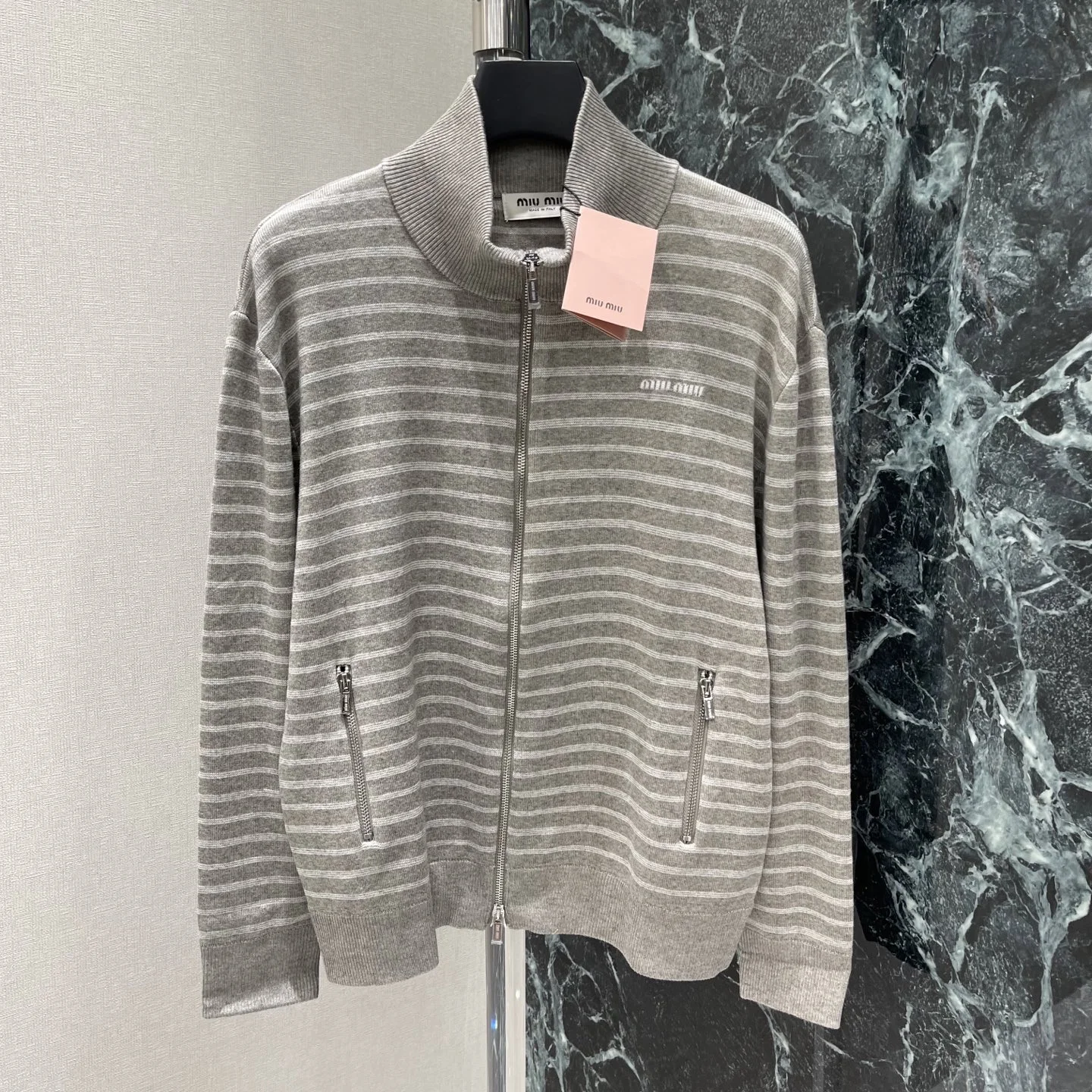 MIU MIU Sweaters Knit Fabric Grey-White S-M-L B80202609061642 - Image 2