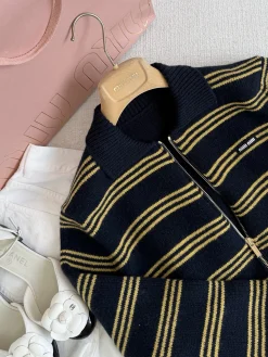 Alternative view of MIU MIU Sweaters Navy-Gold S-L C85202609061042