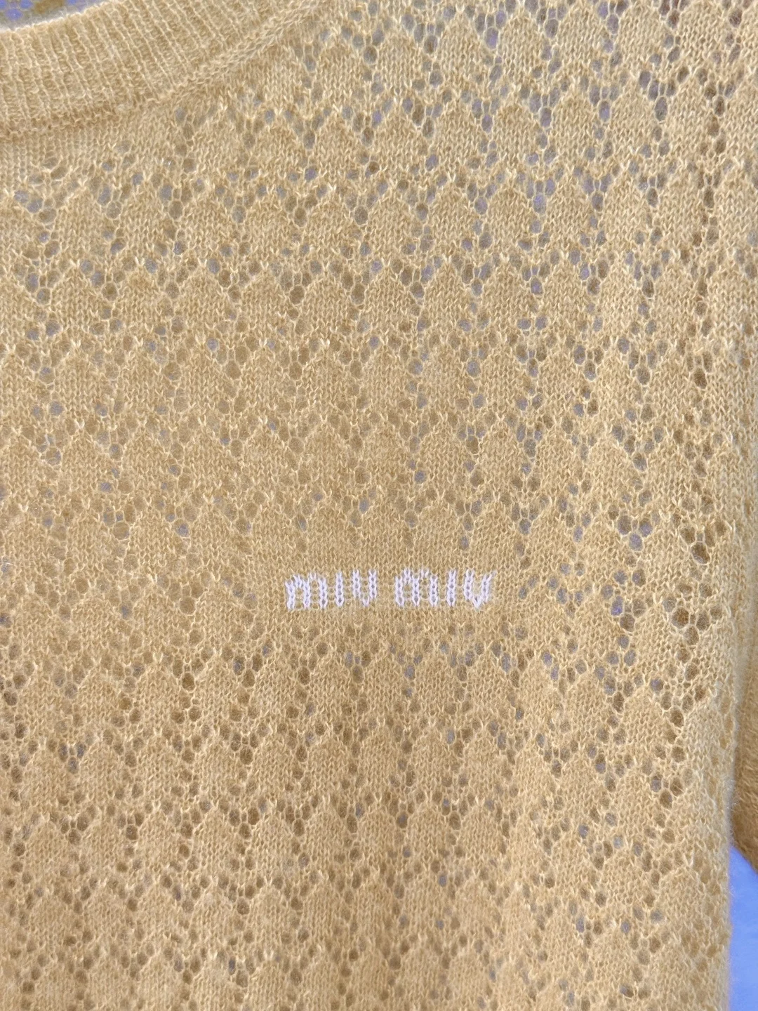 MIU MIU Sweaters Silk Cashmere Blend Yellow-White S-M-L B70202609062289 - Image 5