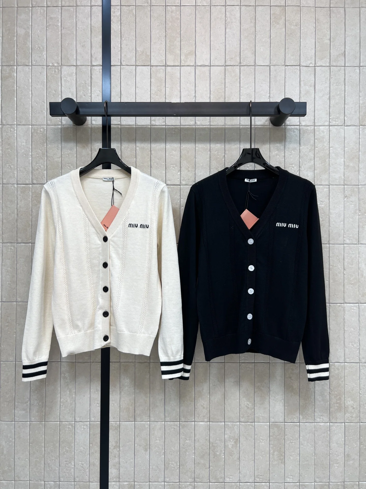 MIU MIU Sweaters Wool Cream-Black S-M-L B05202609062480