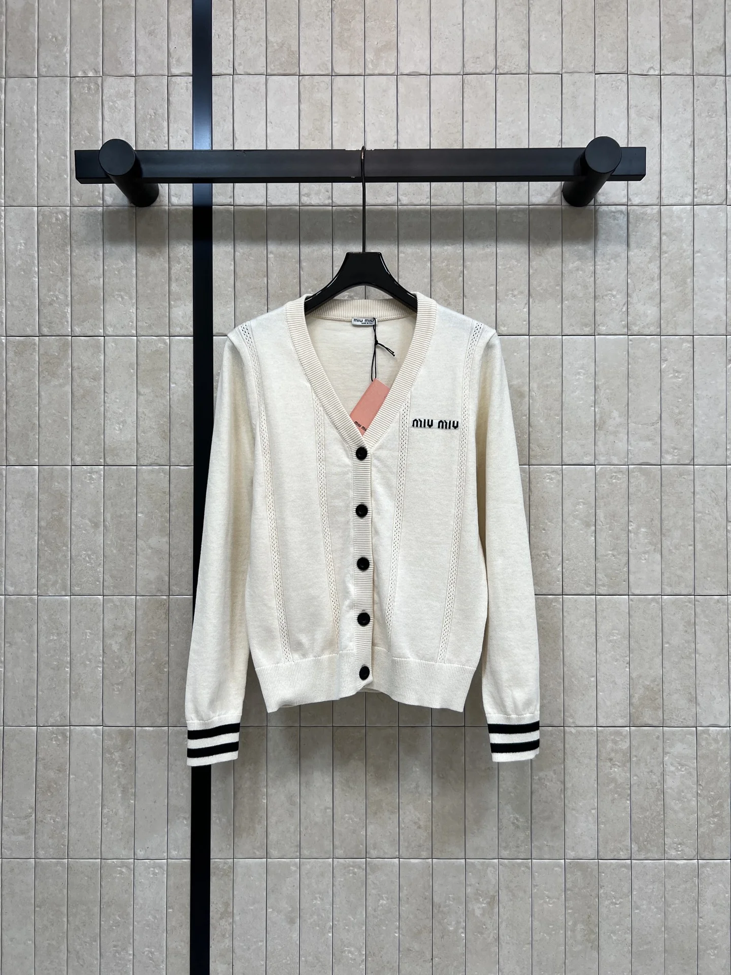MIU MIU Sweaters Wool Cream-Black S-M-L B05202609062480 - Image 4