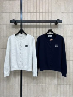 MIU MIU Sweaters Wool White-Navy S-M-L A90202609062492