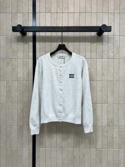Alternative view of MIU MIU Sweaters Wool White-Navy S-M-L A90202609062492