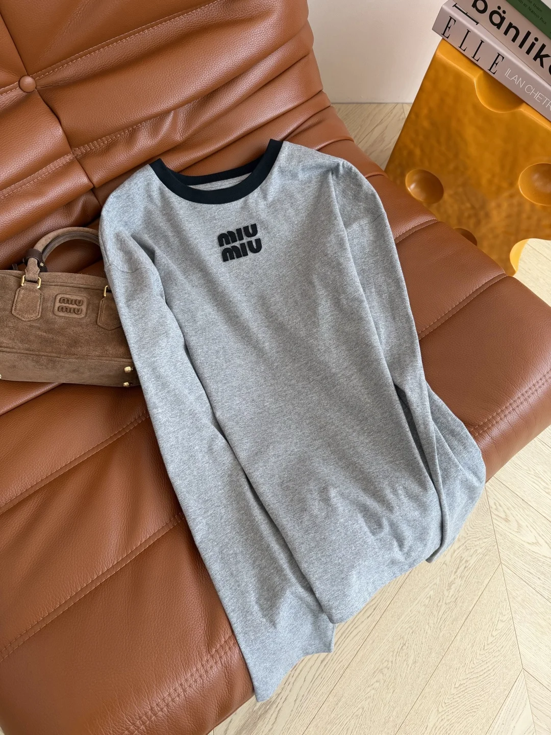 MIU MIU T-shirts Grey-Black S-L A95202609060812 - Image 2
