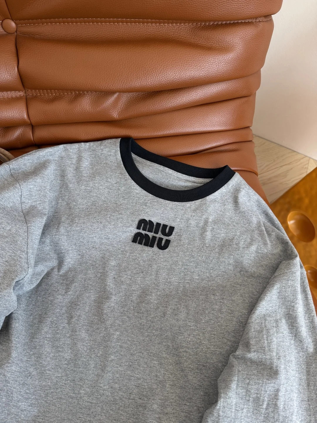 MIU MIU T-shirts Grey-Black S-L A95202609060812 - Image 3