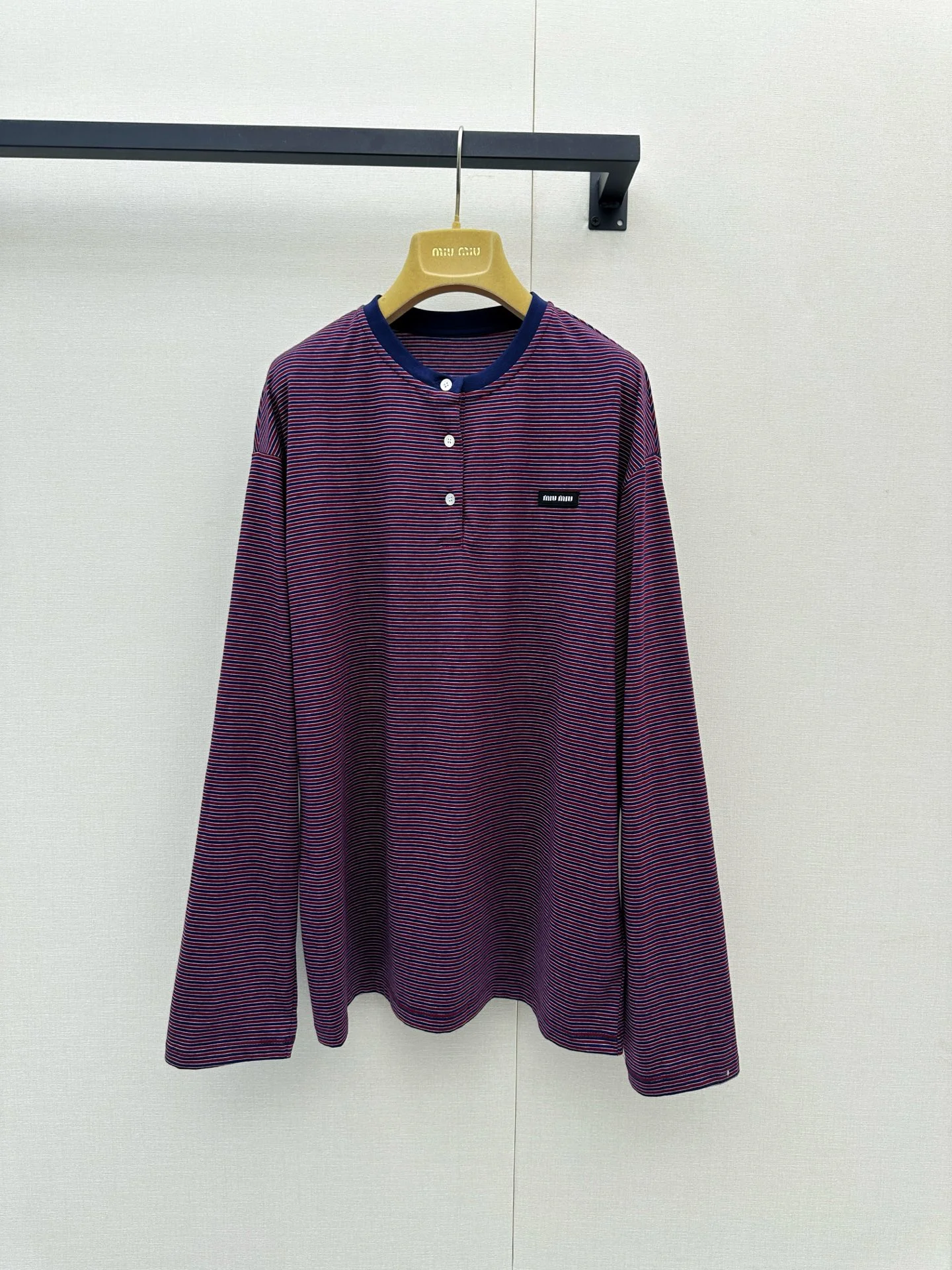MIU MIU T-shirts Nylon Blend Purple-Navy S-L B05202609061342