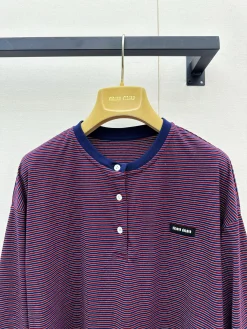 Alternative view of MIU MIU T-shirts Nylon Blend Purple-Navy S-L B05202609061342
