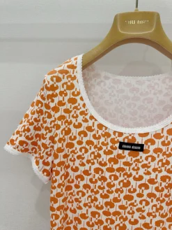 Alternative view of MIU MIU T-shirts Orange-White S-M-L A65202609063253
