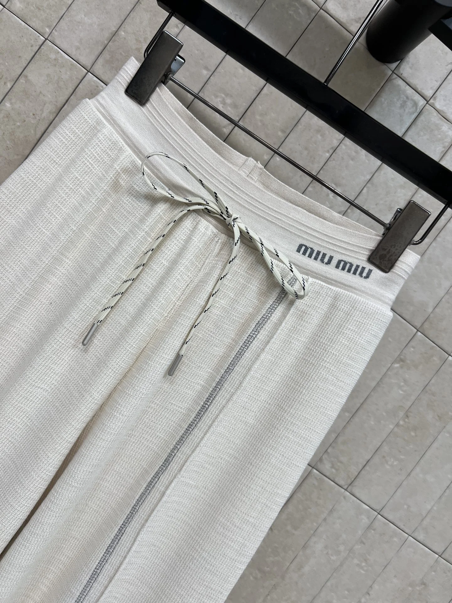 MIU MIU Trousers Cotton Blend Cream-Gray S-M-L A85202609062477 - Image 4