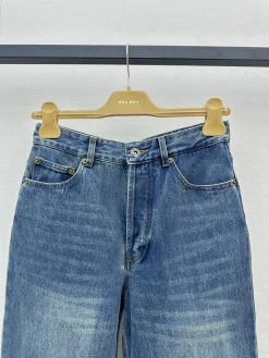 Alternative view of MIU MIU Trousers Cotton Denim Blue S-L B95202609060790