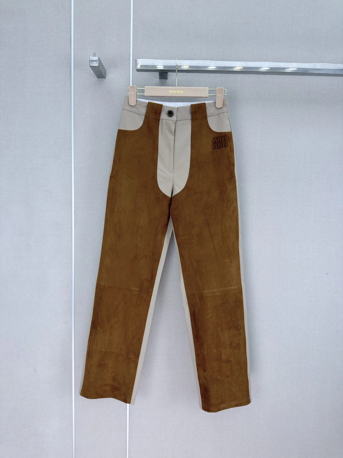 MIU MIU Trousers Deerskin Suede Brown-Beige S-M-L B55202609061983