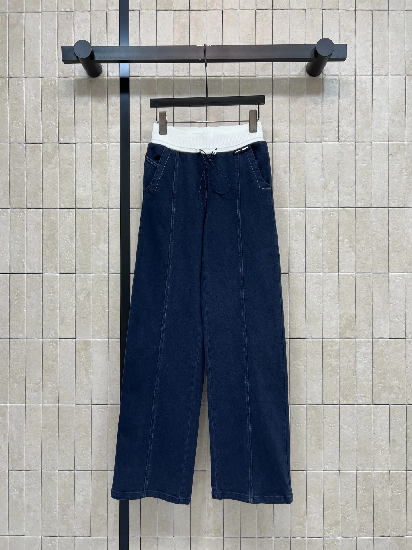 MIU MIU Trousers Denim Cotton Blue-White S-M-L B10202609062482