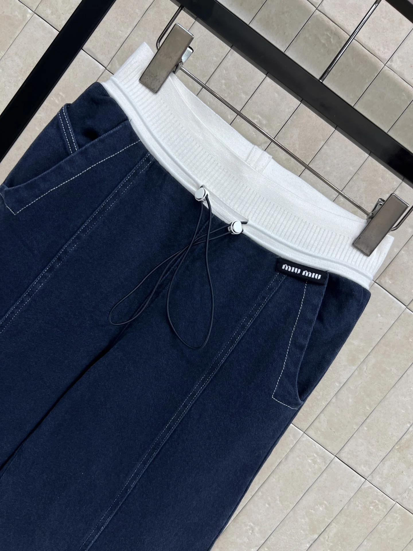 MIU MIU Trousers Denim Cotton Blue-White S-M-L B10202609062482 - Image 2