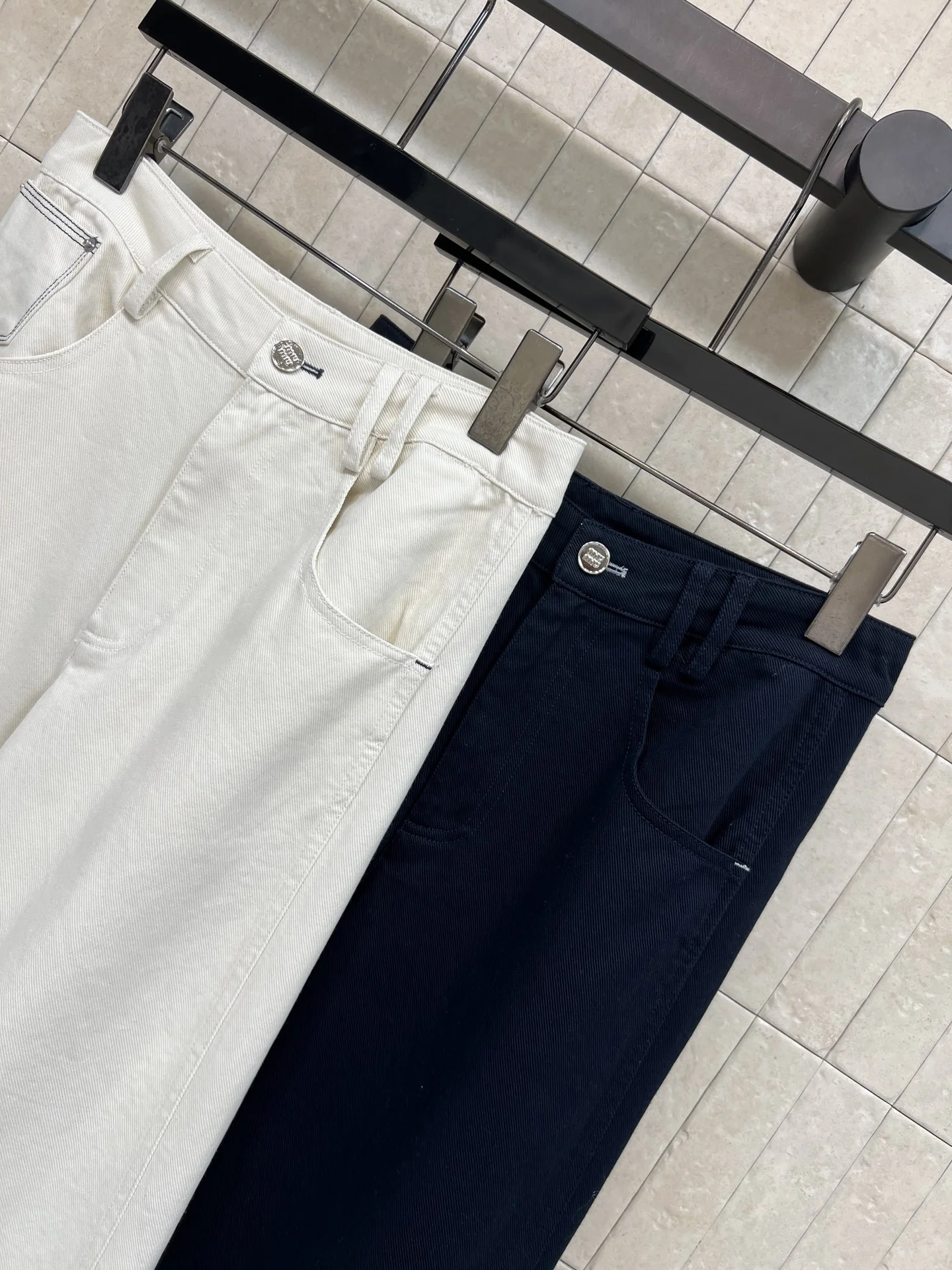 MIU MIU Trousers Denim White-Black S-M-L B05202609061607 - Image 6