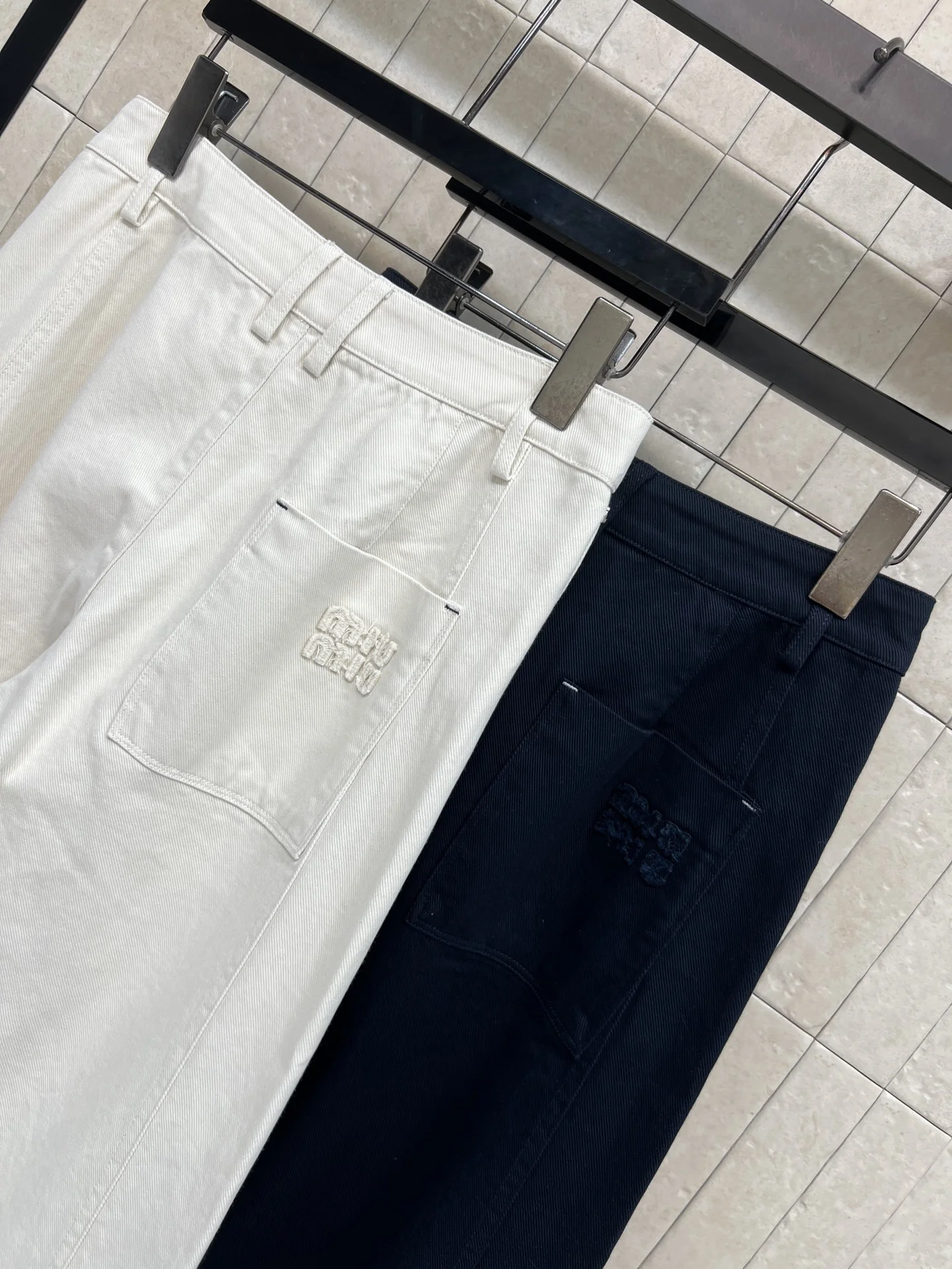 MIU MIU Trousers Denim White-Black S-M-L B05202609061607 - Image 8