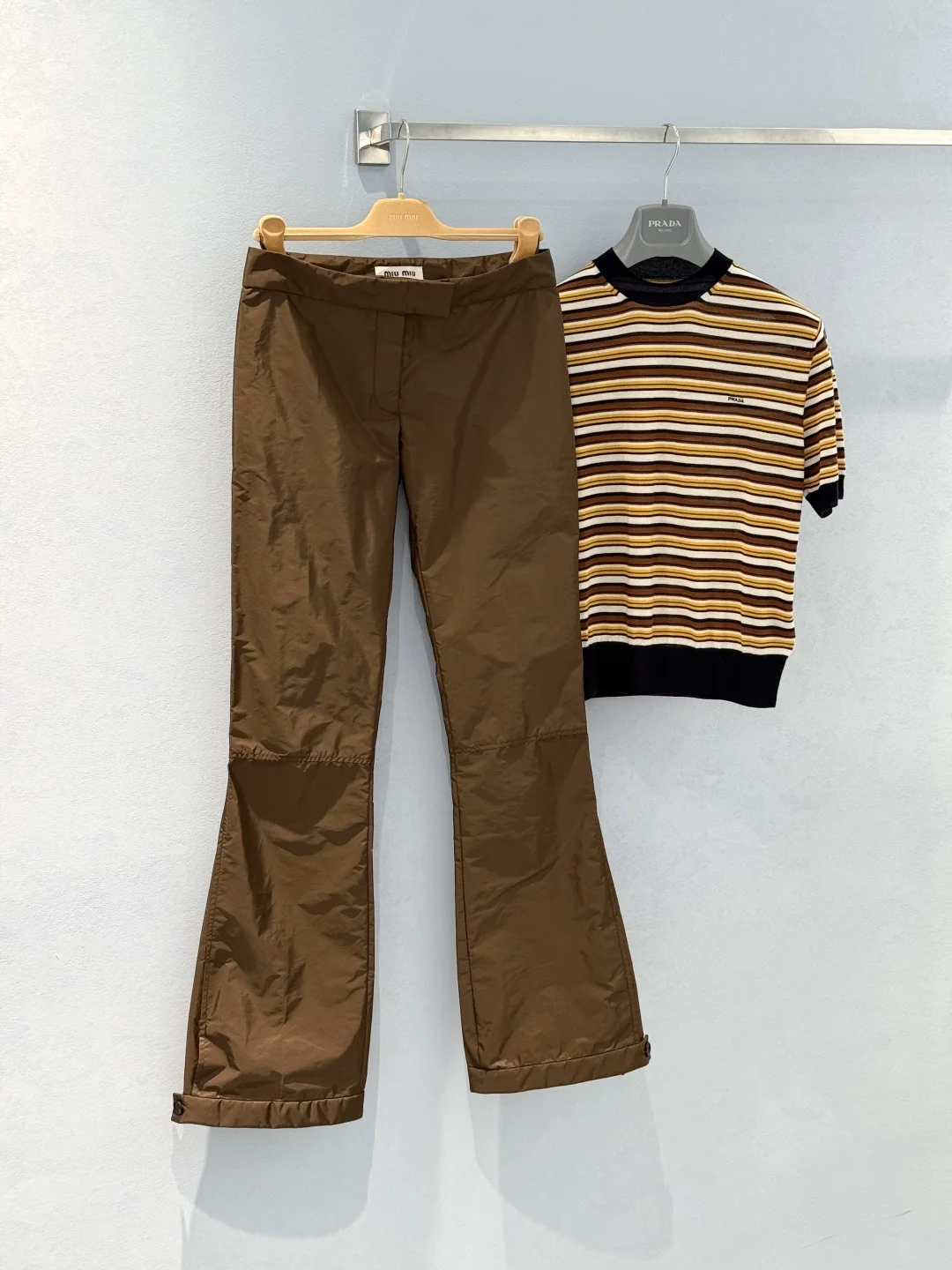 MIU MIU Trousers Nylon Brown-Yellow S-M-L C00202609060370