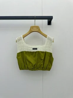 MIU MIU Vests Embroidered Lace White-Green S-L D15202609061359