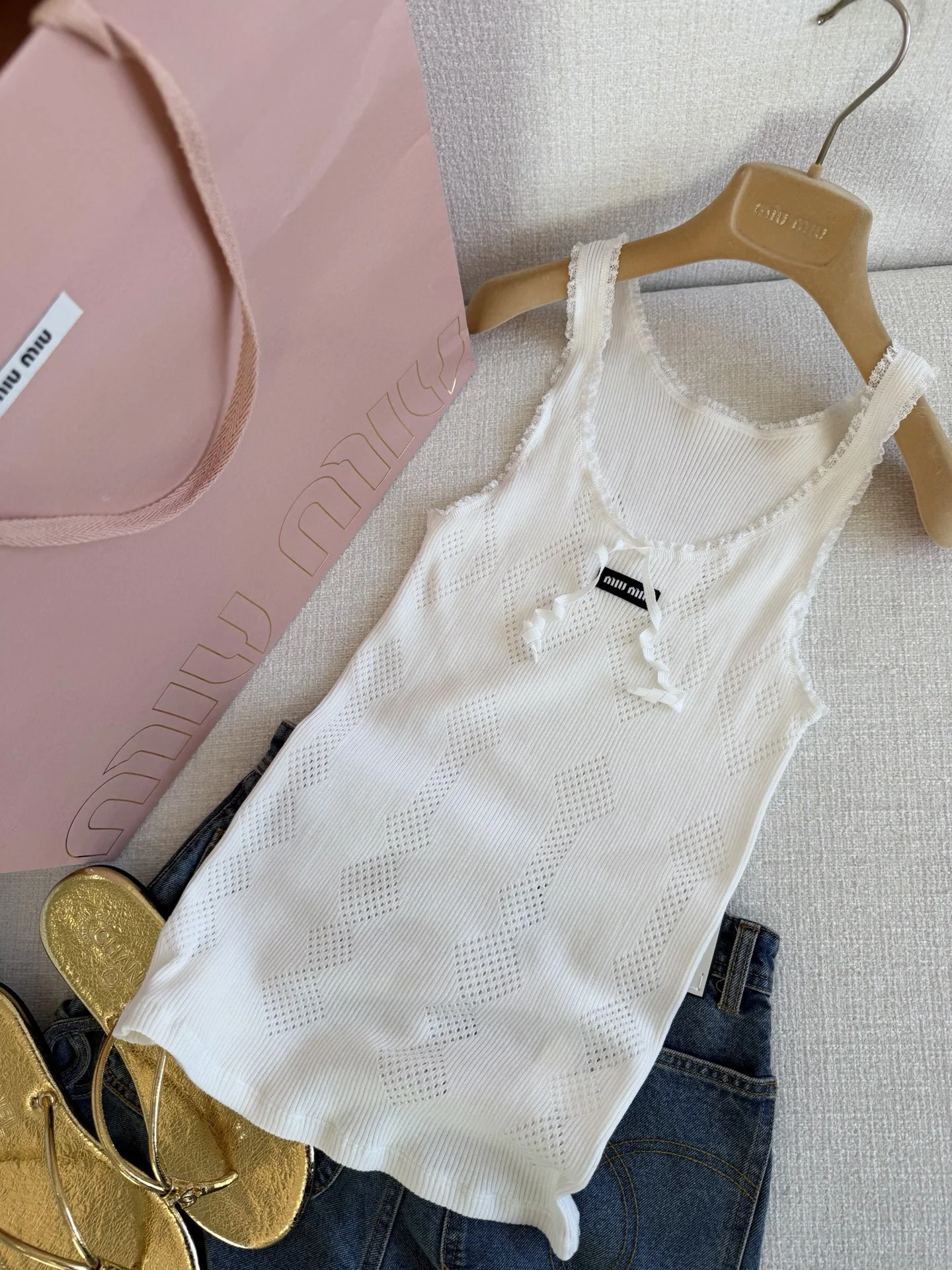 MIU MIU Vests Lace Knit White S-L B15202609061061