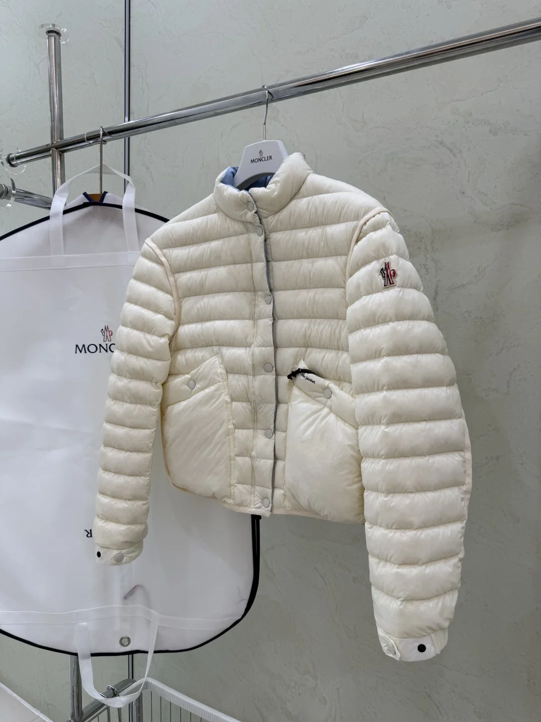 MONCLER Jackets White Duck Down Cream-Blue S-L E40202609060213 - Image 5