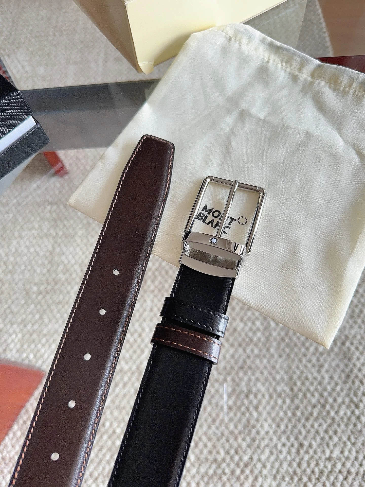 MONTBLANC Belts Black-Silver 35mm Width A70202609070082 - Image 7