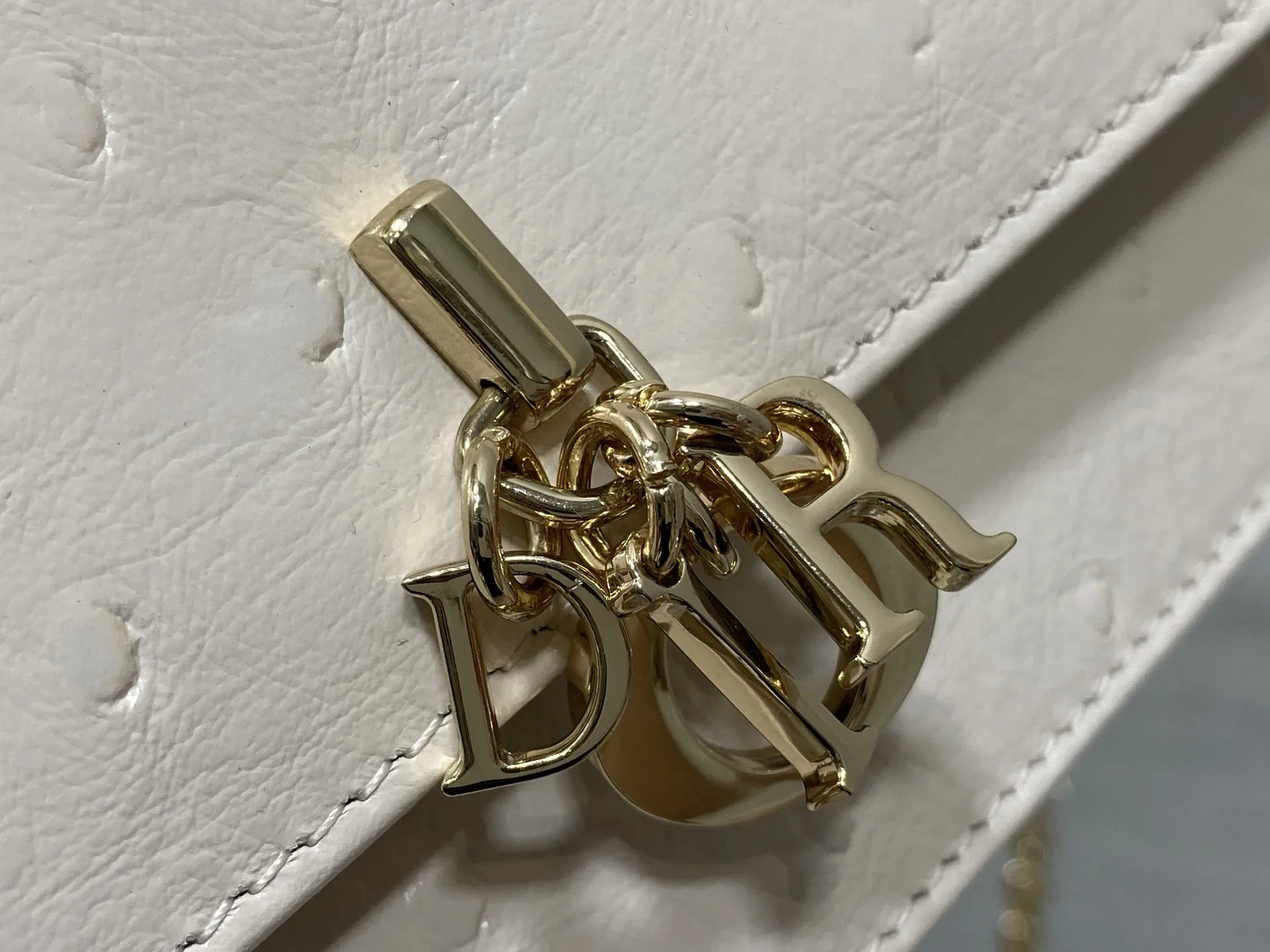 DIOR Clutches Bags Calf Leather Cream-Gold 21X11X5CM F50202609090399 - Image 3