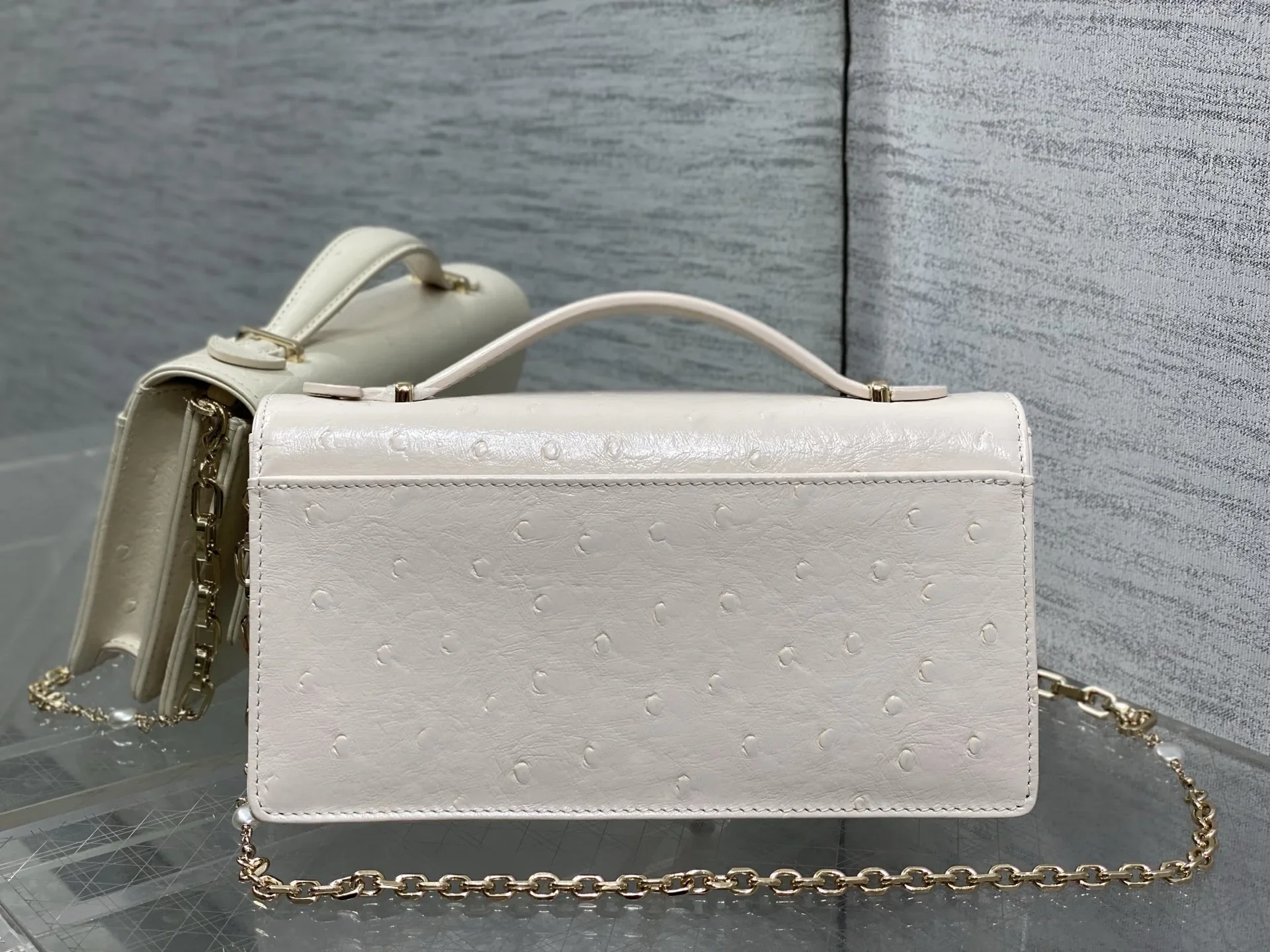 DIOR Clutches Bags Calf Leather Cream-Gold 21X11X5CM F50202609090399 - Image 4