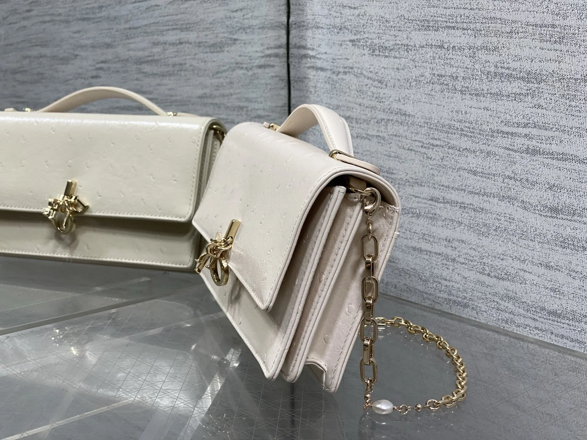 DIOR Clutches Bags Calf Leather Cream-Gold 21X11X5CM F50202609090399 - Image 6