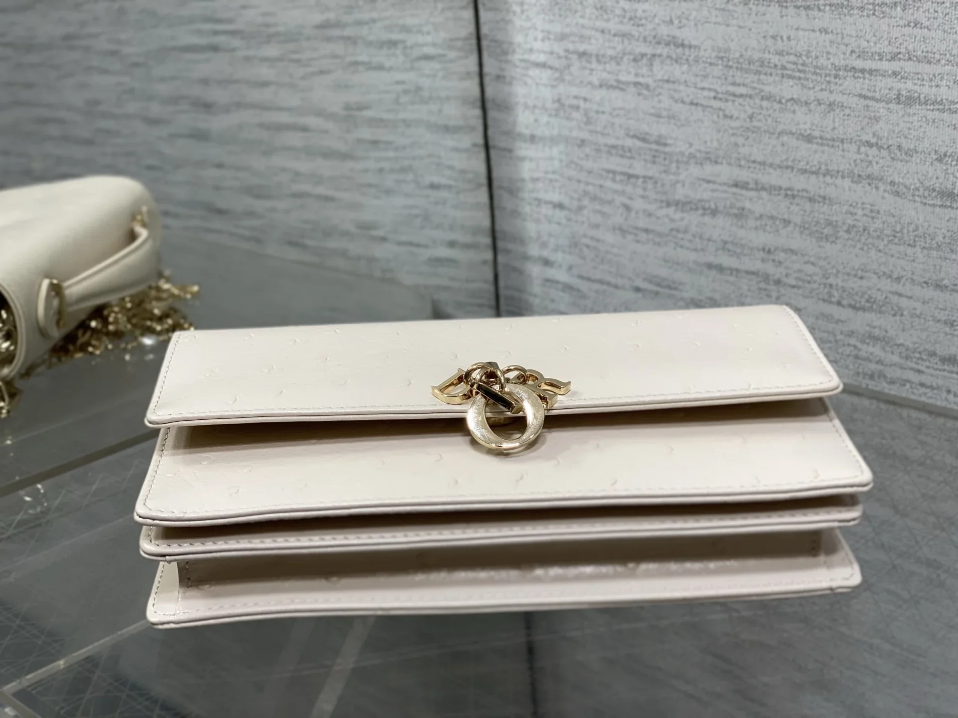 DIOR Clutches Bags Calf Leather Cream-Gold 21X11X5CM F50202609090399 - Image 7