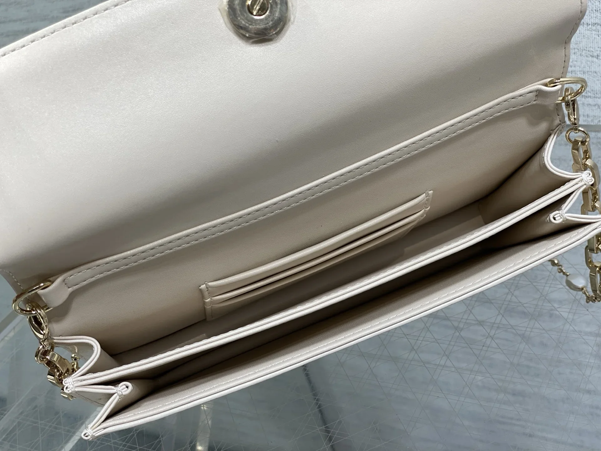 DIOR Clutches Bags Calf Leather Cream-Gold 21X11X5CM F50202609090399 - Image 8