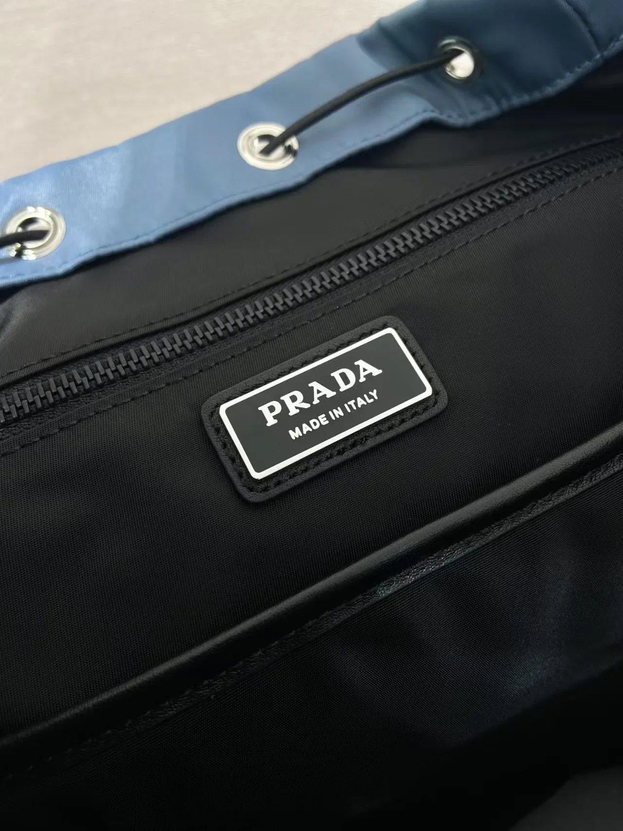 PRADA Backpacks Bags Recycled Nylon Leather Blue-Black 39X37X20CM F20202609090316 - Image 9