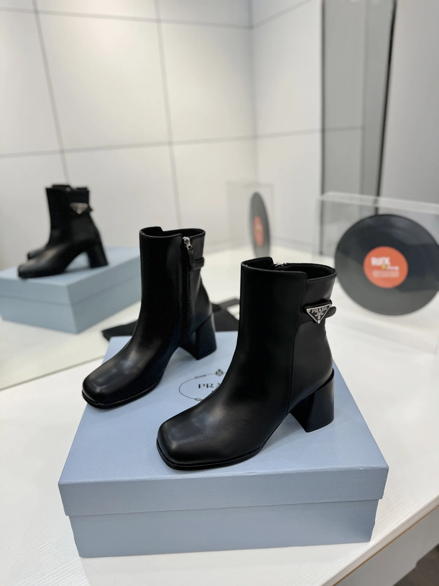 PRADA Booties Calf Leather Black EU35-41 C60202609110632 - Image 2