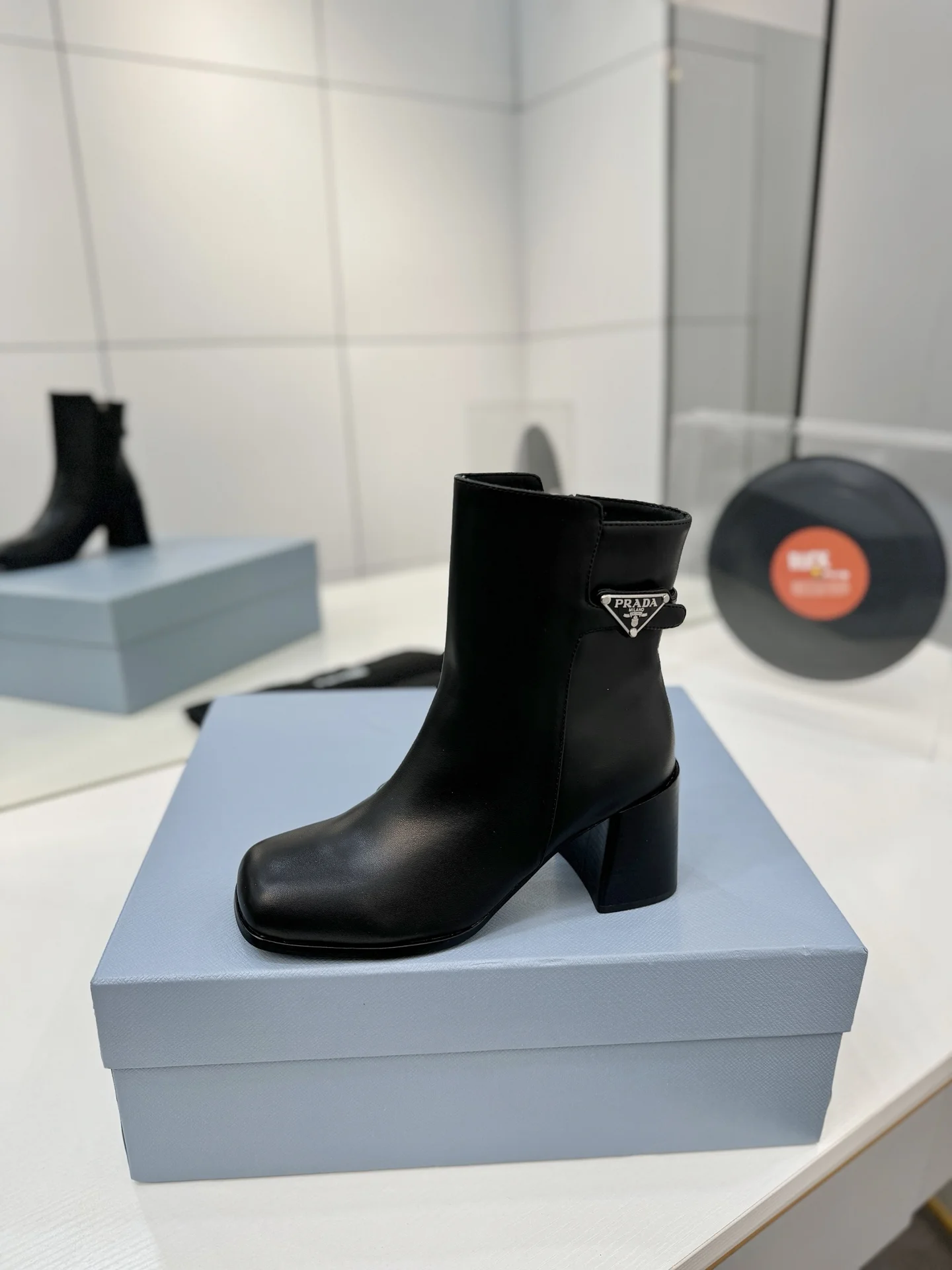 PRADA Booties Calf Leather Black EU35-41 C60202609110632 - Image 4