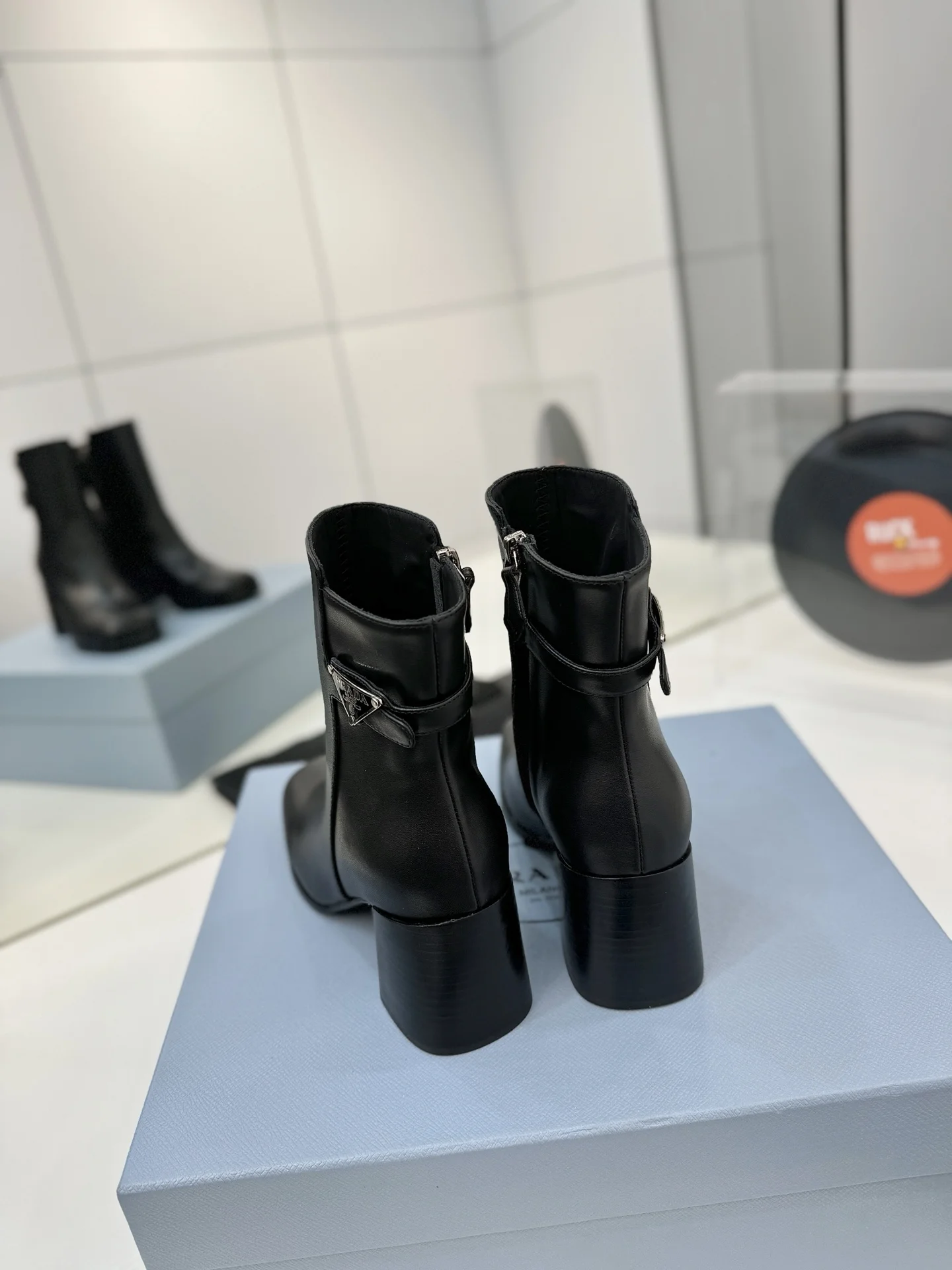 PRADA Booties Calf Leather Black EU35-41 C60202609110632 - Image 8
